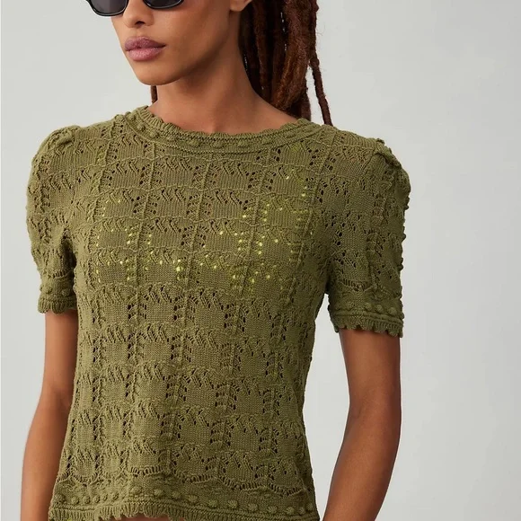 Anthropologie 100% cotton pointelle sweater - Picture 6 of 6